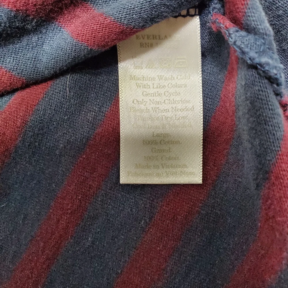 Everlane T-shirt Men‎ Size Large Short Sleeve Blue and Red Stripes Crewneck - Picture 3 of 8